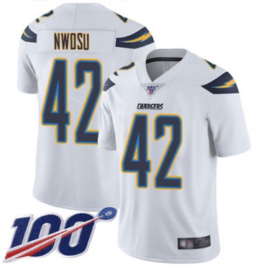 Los Angeles Chargers NFL Football Uchenna Nwosu White Jersey Youth Limited #42 Road 100th Season Vapor Untouchable->youth nfl jersey->Youth Jersey
